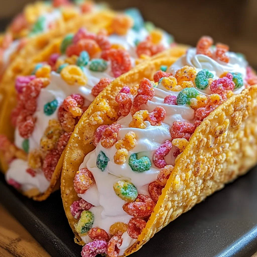 Fruity Pebbles Cheesecake Tacos