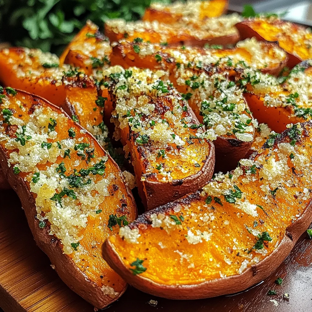 Garlic Parmesan Sweet Potato Wedges