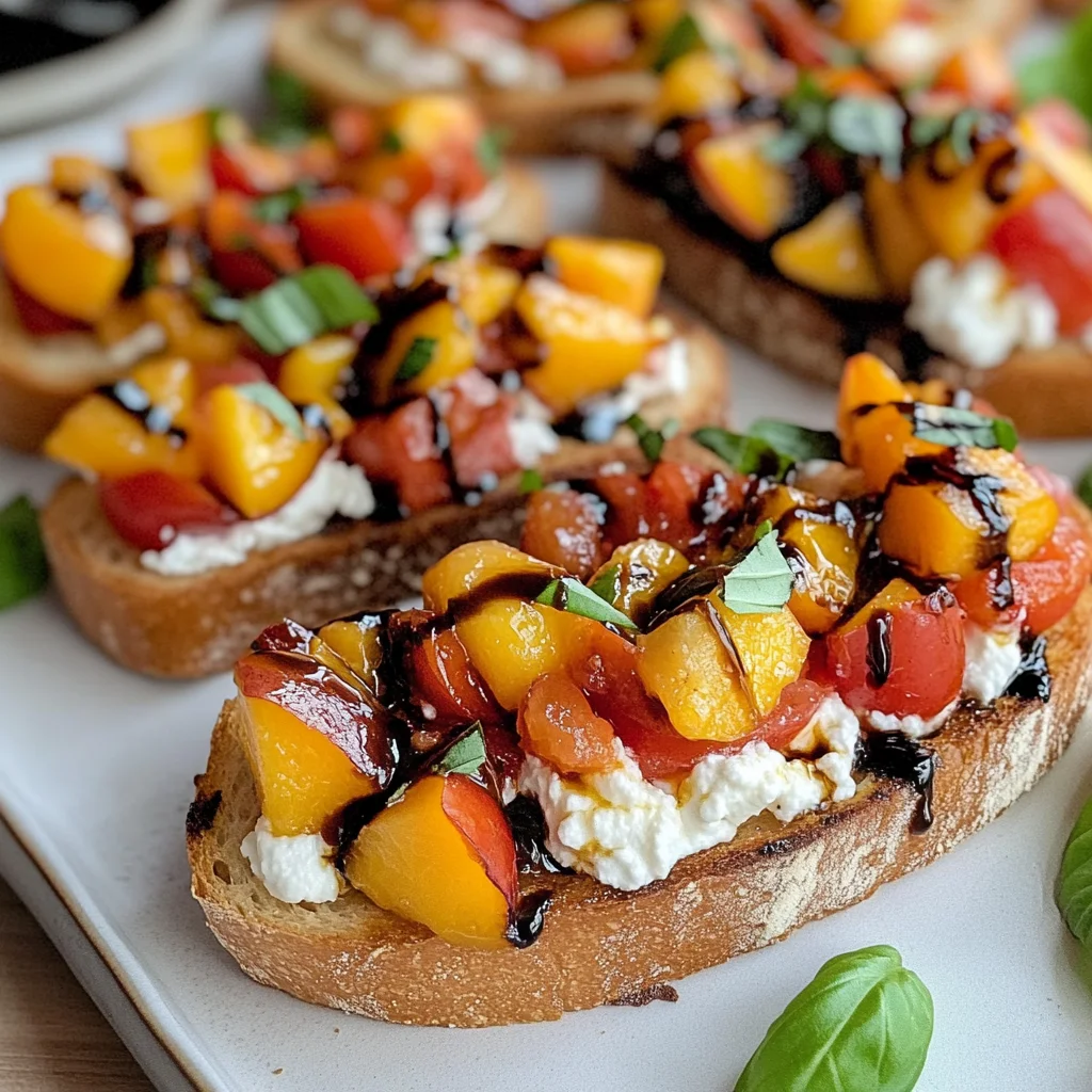 Quick Peach Bruschetta with Whipped Ricotta