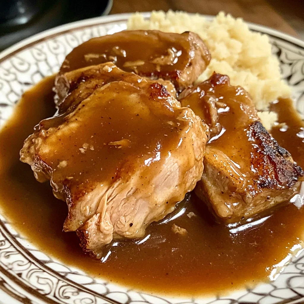 Slow Cooker Pork Chops and Gravy
