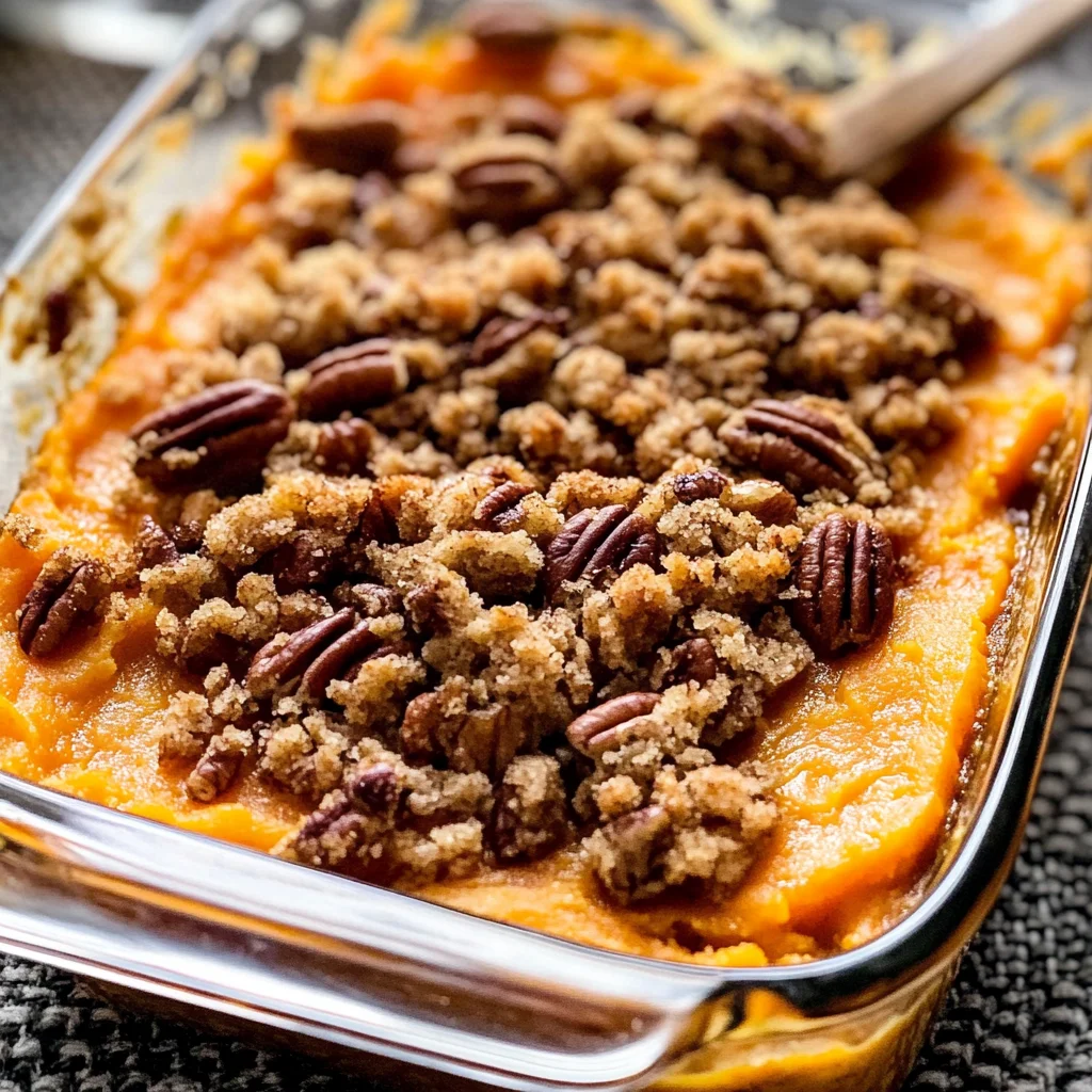 Sweet Potato Casserole Recipe with Pecan Topping