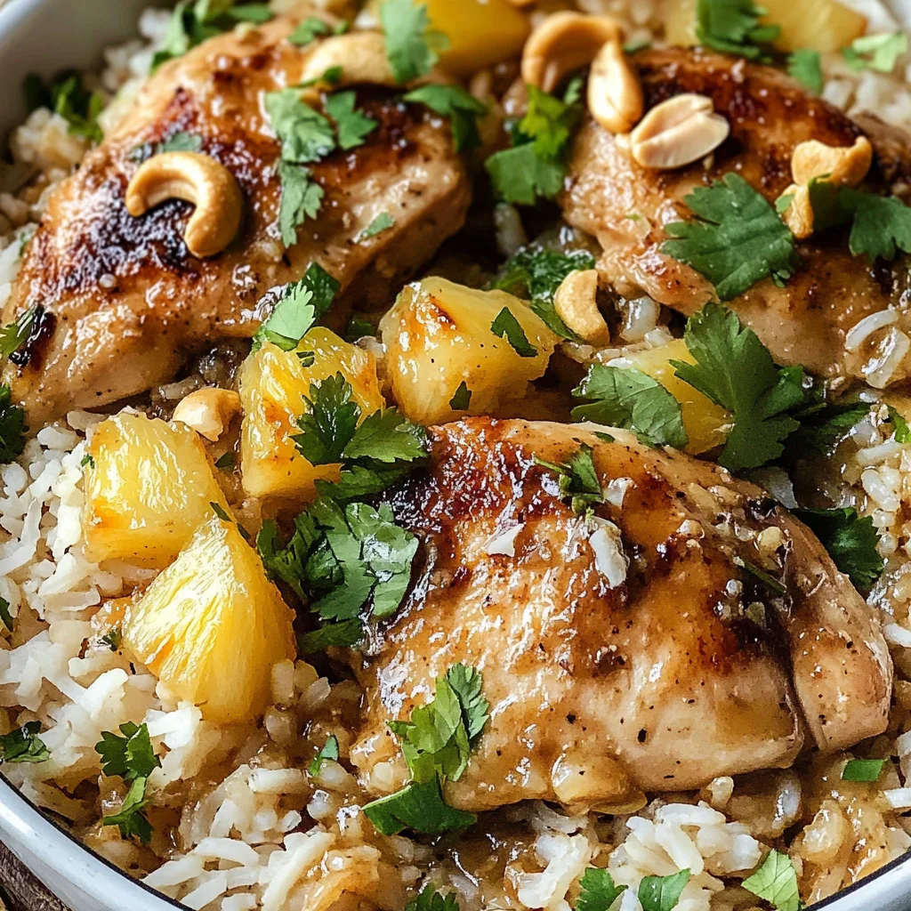 One Pot Hawaiian Chicken with Coconut Rice