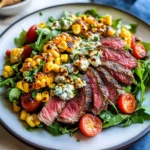 Balsamic Steak Gorgonzola Salad with Grilled Corn