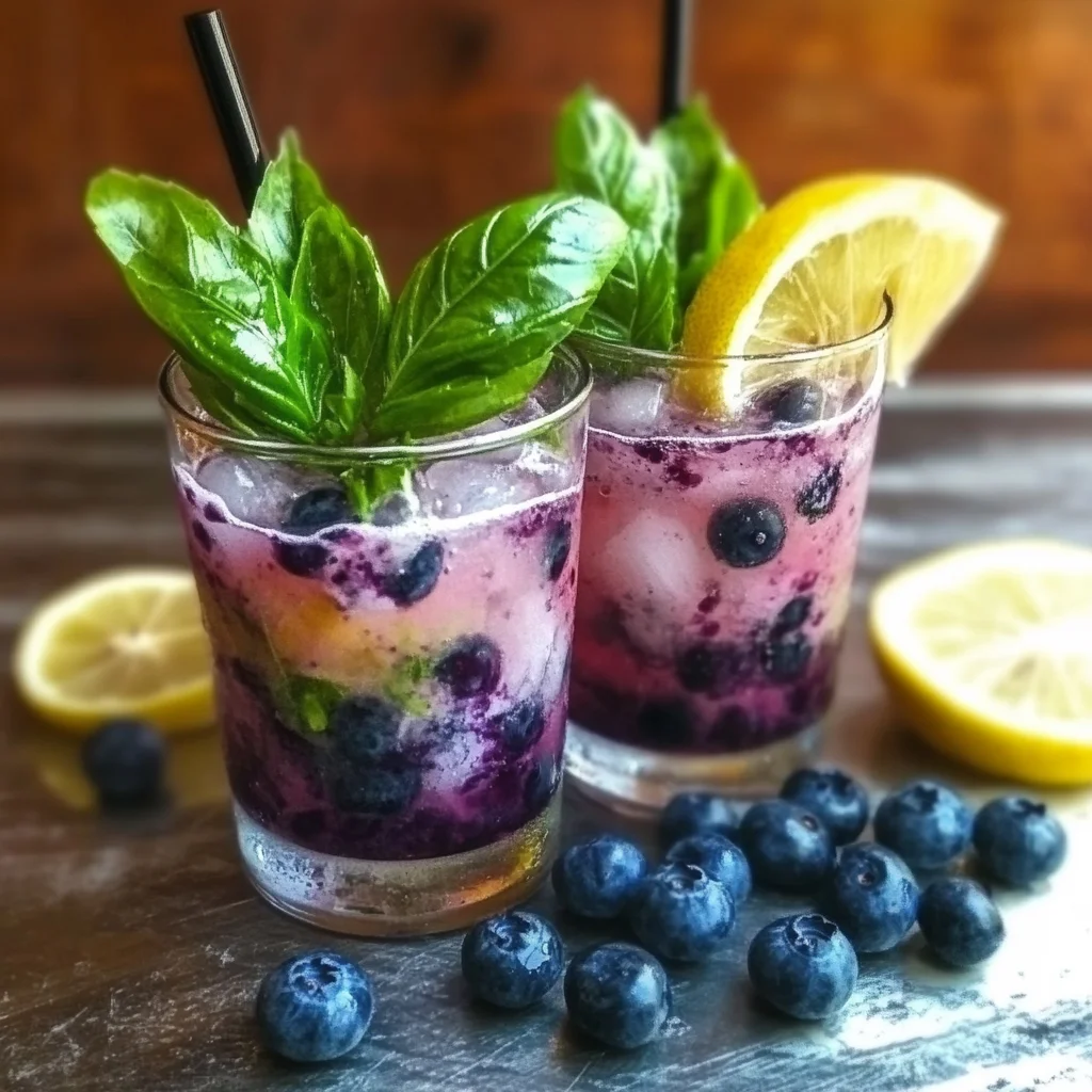 Blueberry Basil Lemon Lavender Mocktail