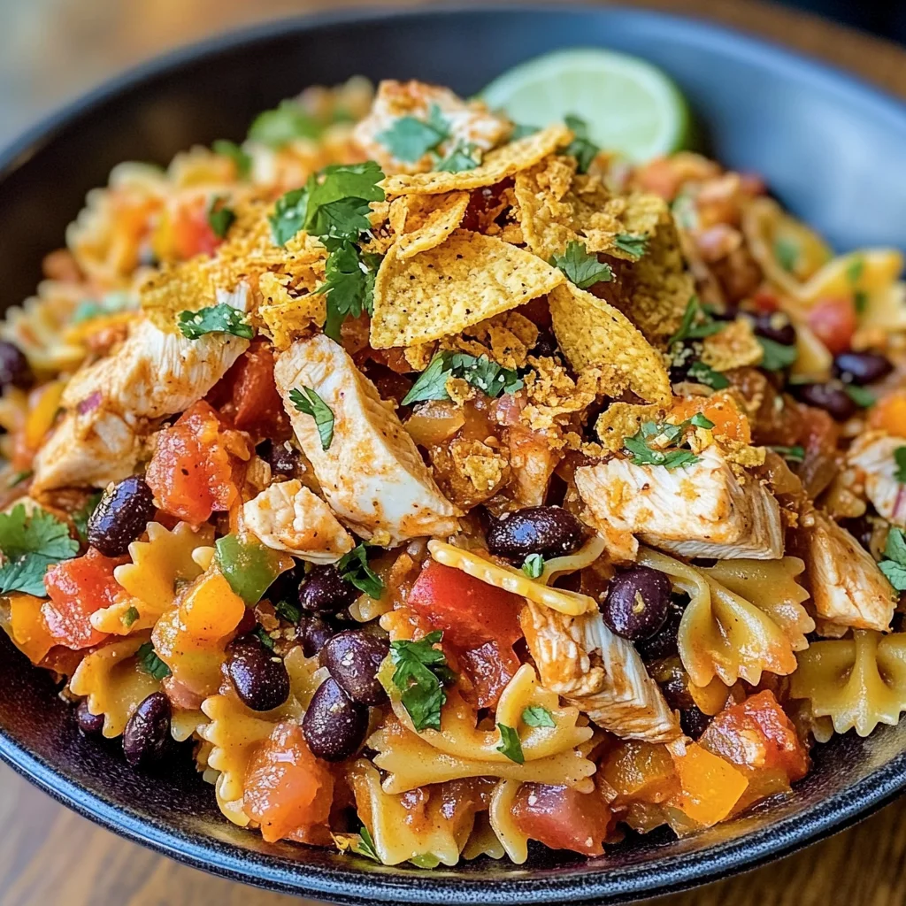 Chicken Fajita Pasta Salad with Doritos