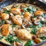 Creamy Chicken Mushroom Spinach Skillet