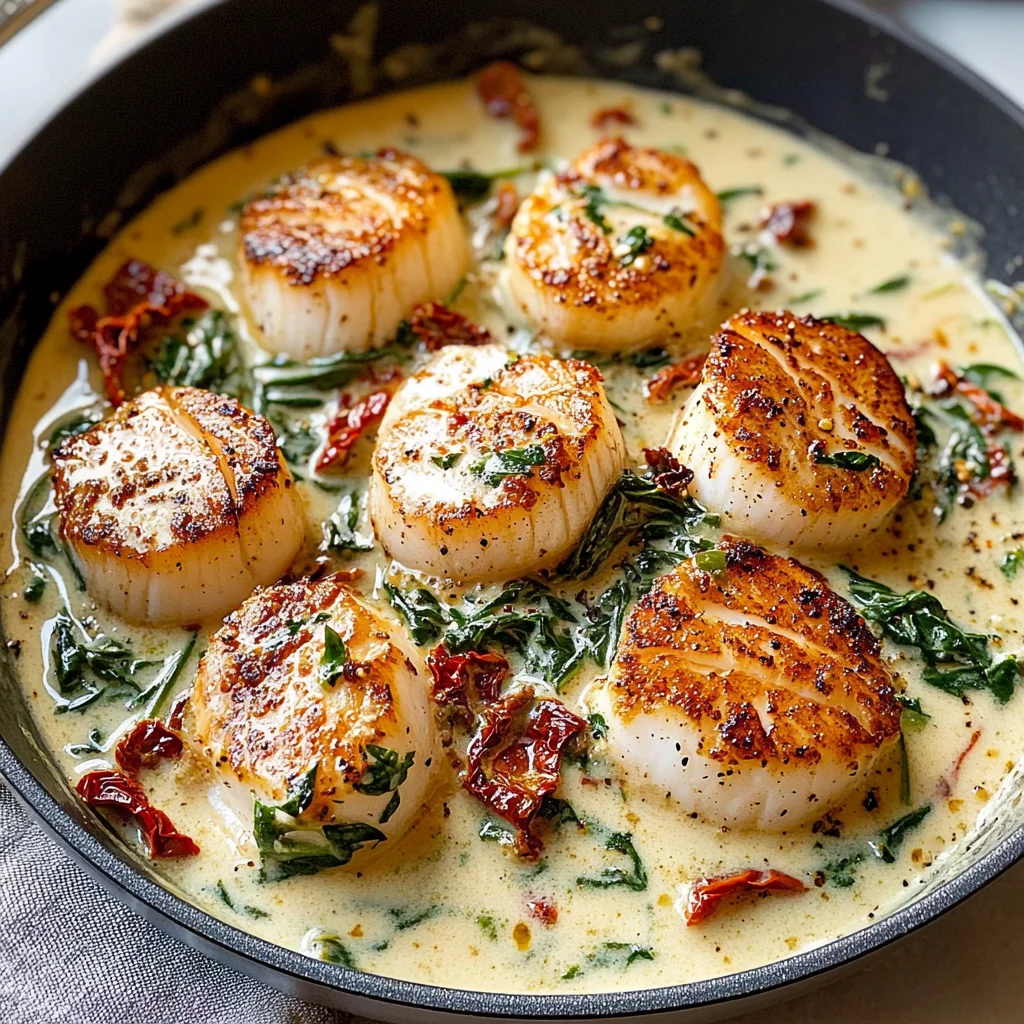 Creamy Garlic Butter Tuscan Scallops