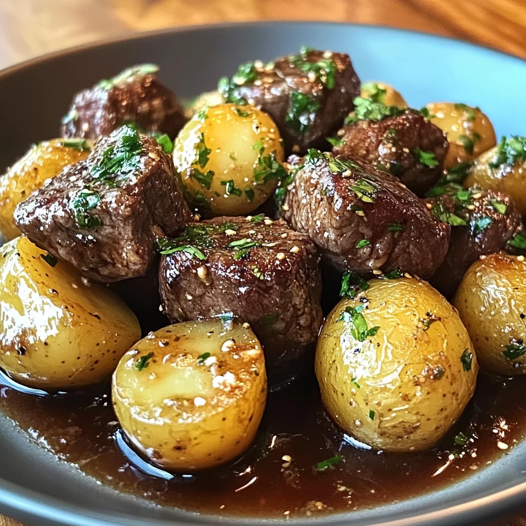 Garlic Butter Beef Bites with Potatoes