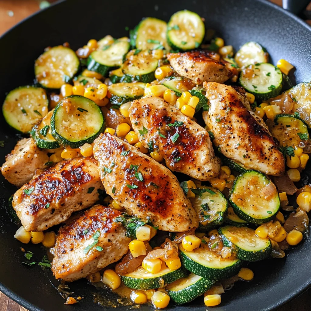 Garlic Butter Chicken with Zucchini and Corn - One-Pan, 30-Minute Meal