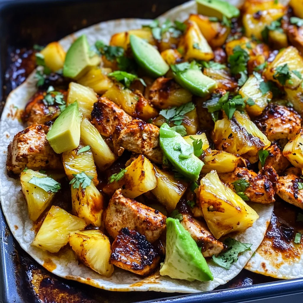 One Pan Chicken & Pineapple Tacos