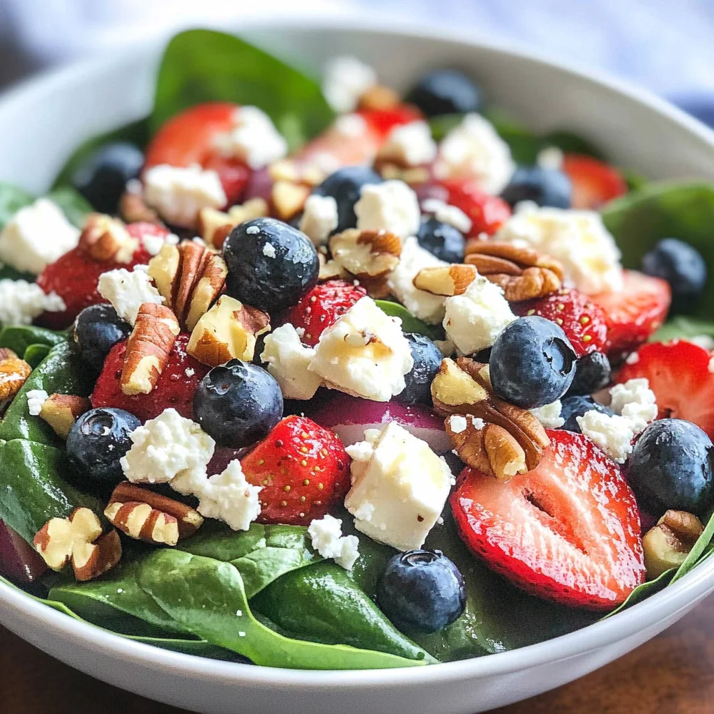 Spinach Strawberry Salad with Feta Cheese