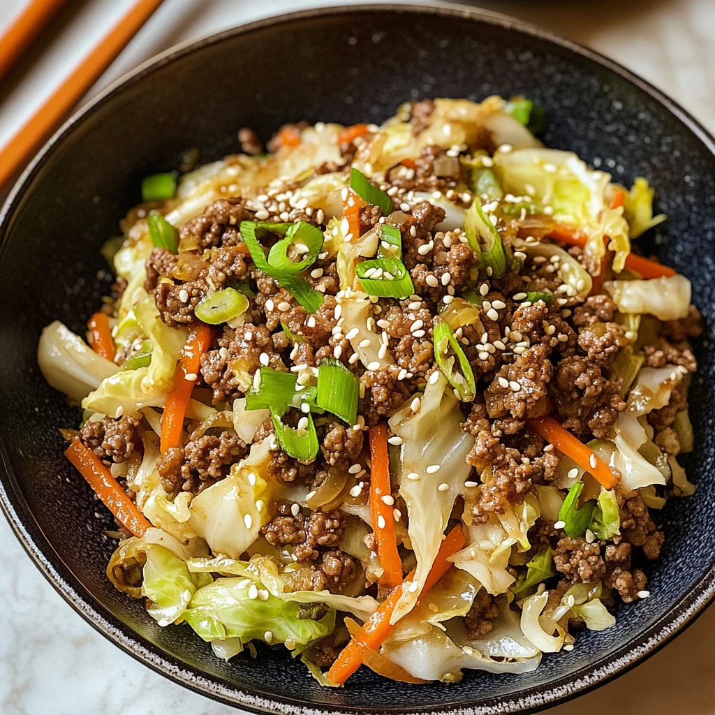 Easy Asian Ground Beef and Cabbage Stir Fry
