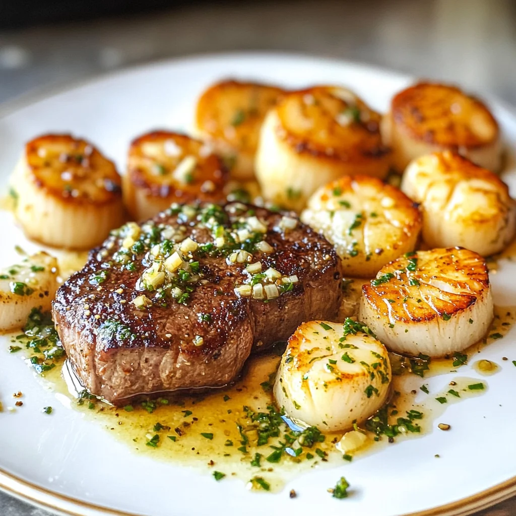 Garlic Butter Steak and Scallops