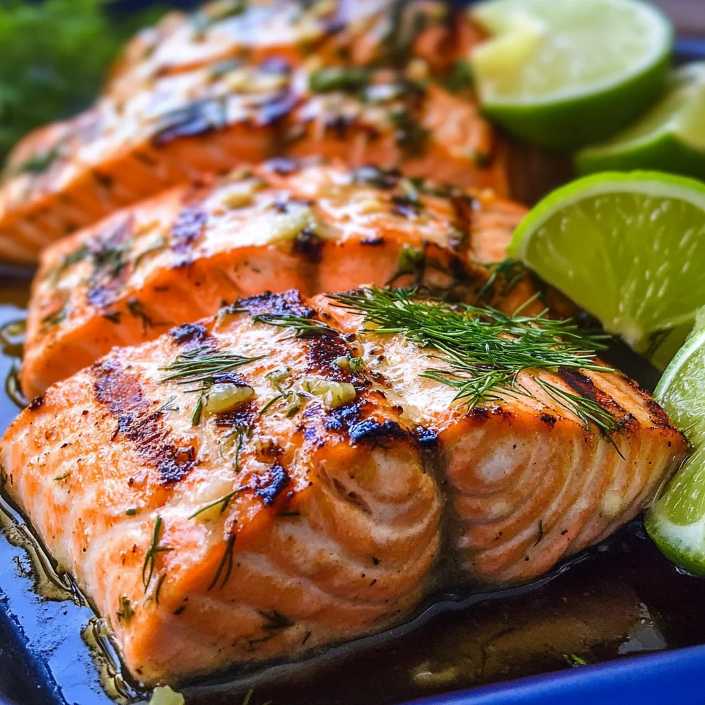 Grilled Salmon Recipe with Garlic Lime Butter
