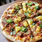 Pineapple Pulled Pork Pizza with Bacon, Jalapenos, & Cilantro