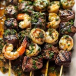 Surf and Turf Kabobs with Chimichurri Sauce