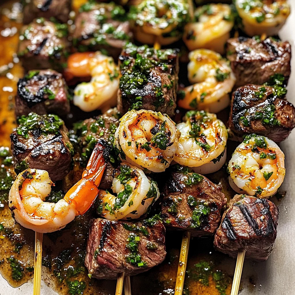 Surf and Turf Kabobs with Chimichurri Sauce