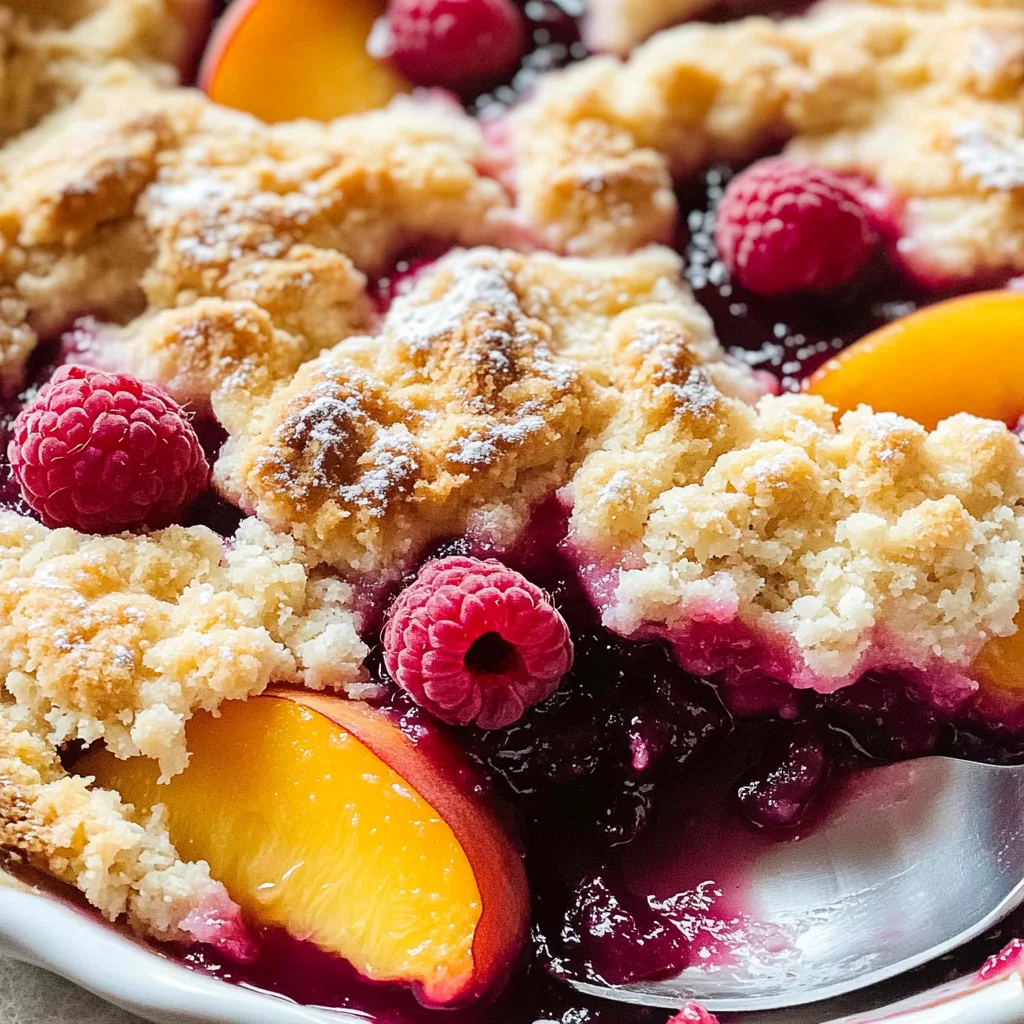 Easy Peach and Raspberry Cobbler